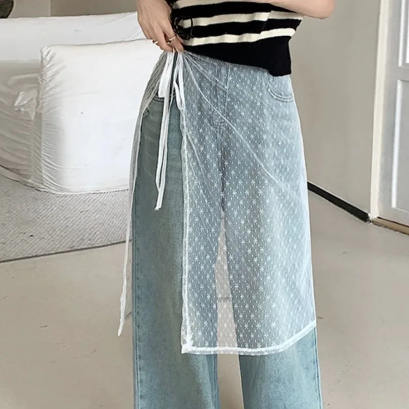 Zomer Wit Geweven Kanten Rok Gordijn Mode Y2K Halve Rok Butt Gordijn Rok Kleine Schort Zoete Trim Schort Hoofdtooi Cadeau