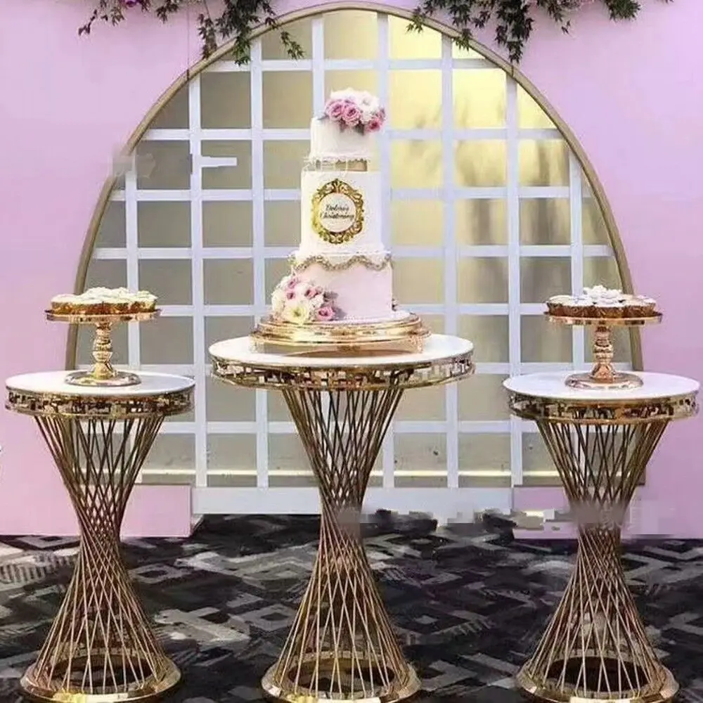 Luxury Wedding Decoration French Gold Dessert Table Cylinder Flower Stand Cake Holder For Party Banquet Hall Site Layout Props