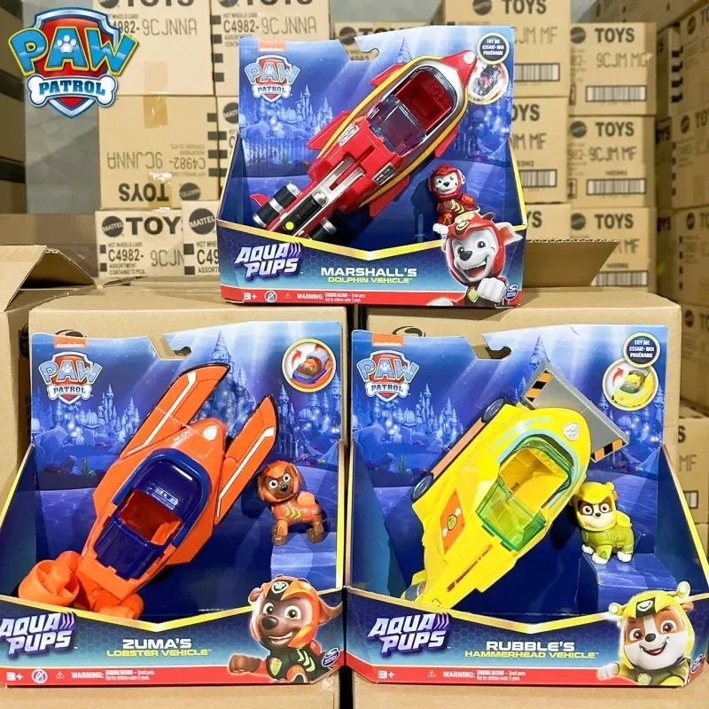 Original Paw Patrol Beibei Large Transformation Car New Aquatic Dog Team Doll Archie Coral Mobile Model Toys Birthday Gift