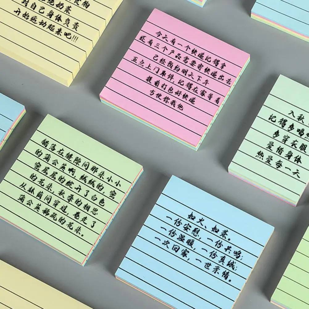 Multi-color Index Cards Striped Sticky Notes Set with Great Stickiness Smooth Writing 4 Pcs Self-adhesive Memo Pads for College