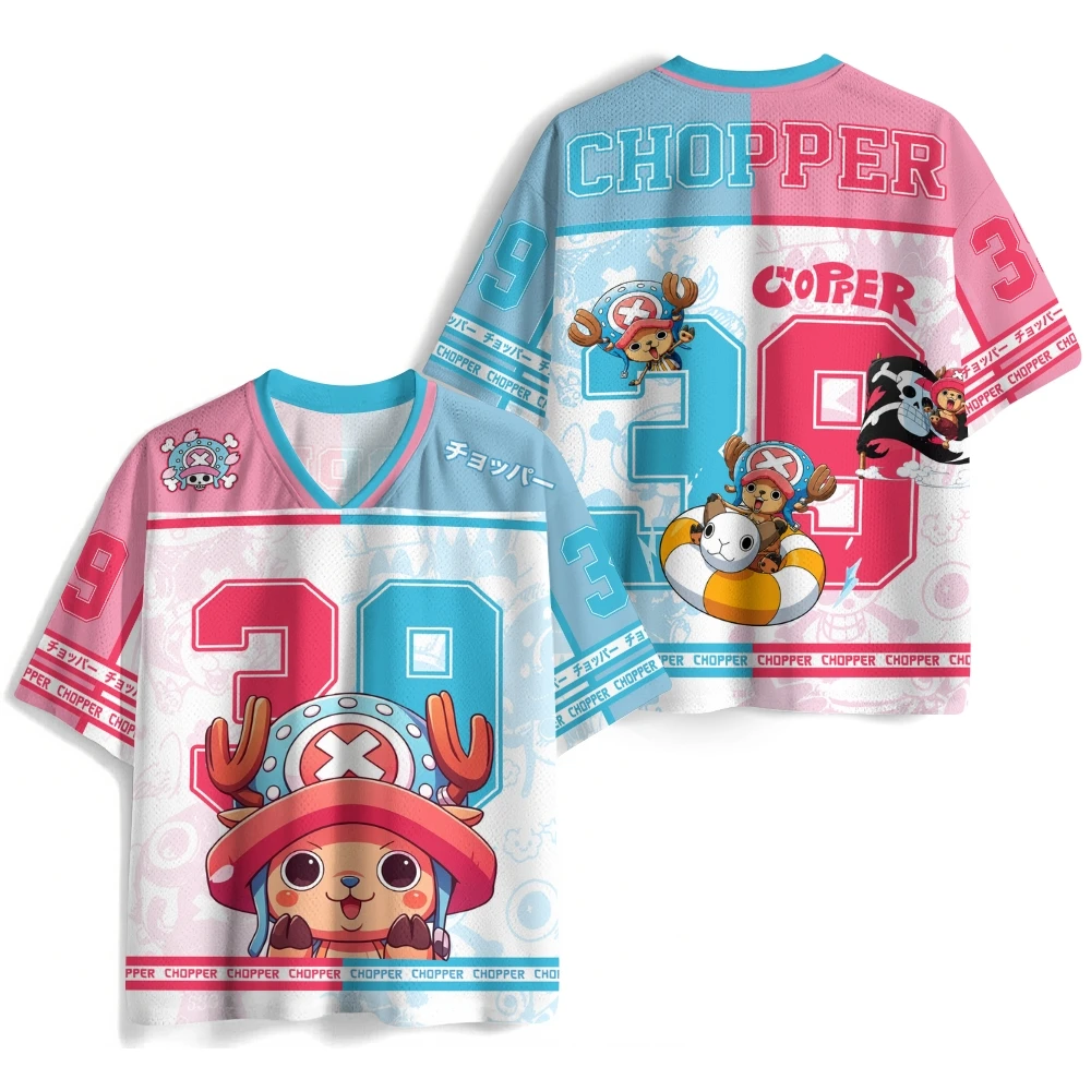 Joba Cartoon 3D-gedruckte Baseballjacke für Herren und Damen, lockerer V-Ausschnitt, atmungsaktives Anime-Mesh, kurze Ärmel – Detail 6
