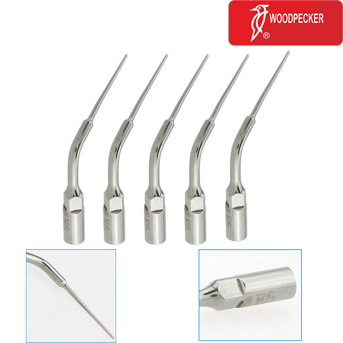 WOODPECKER Dental Ultrasonic Piezo Diamond Coated Scaler Tips E5 fits EMS/DTE SATELEC