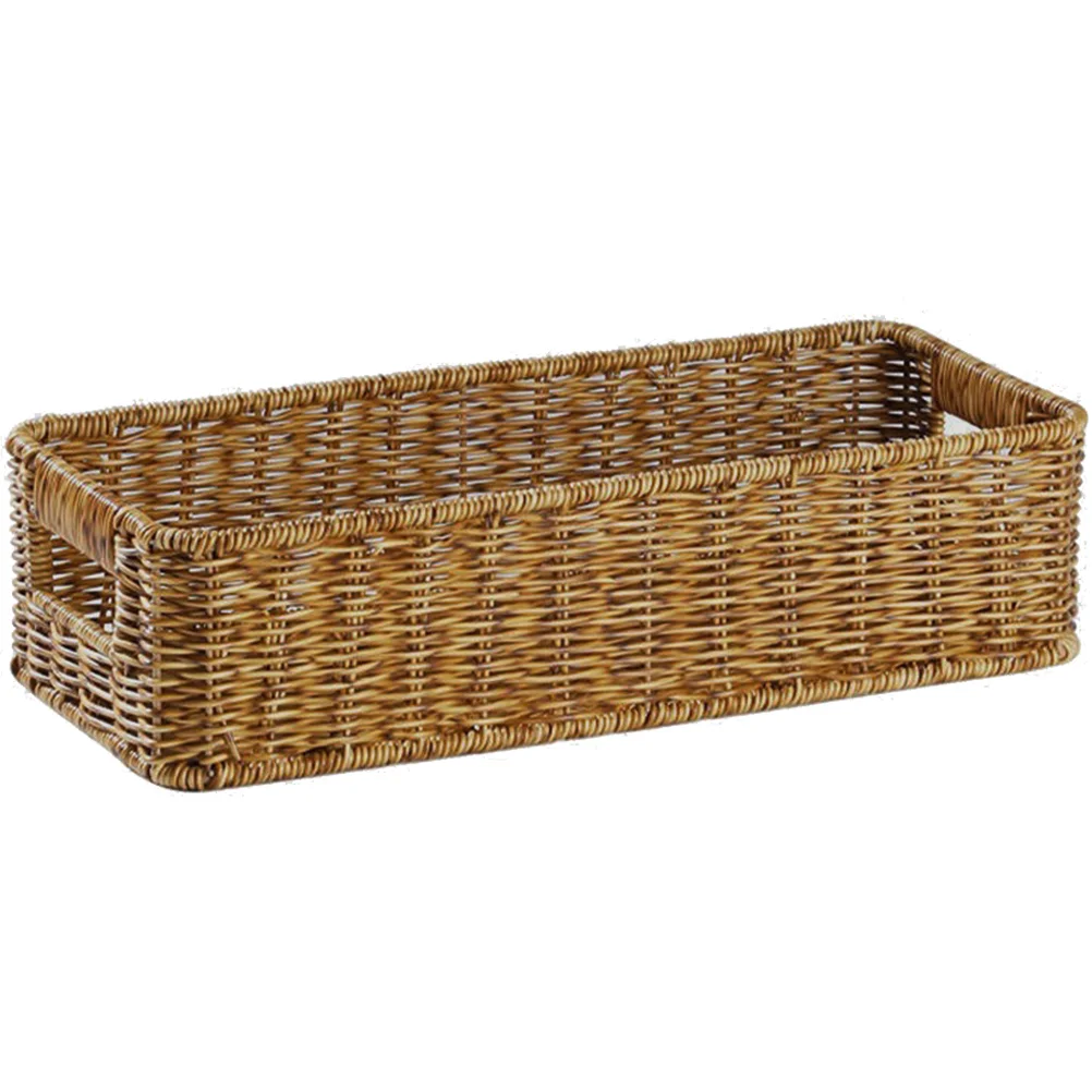 

Woven Storage Basket Hamper Bathroom Baskets Finishing Organizer Desktop Iron Bin Multipurpose