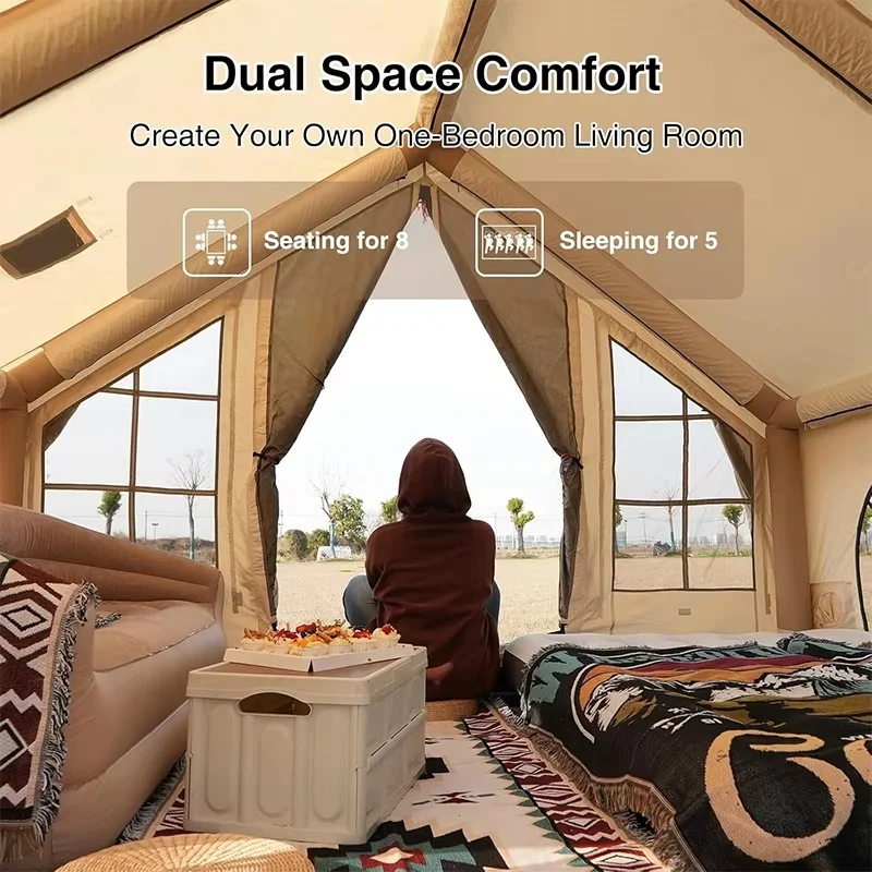 

Strovan Wholesale Custom Logo Inflatable Camping 5~8 People Tent House Outdoor Waterproof Camping Large Blow up Air Tents