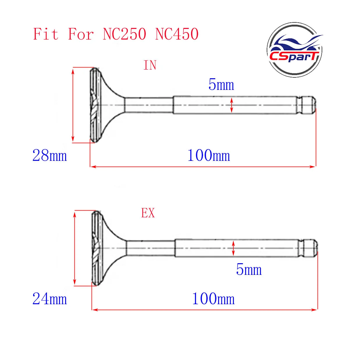 Zestaw zaworów NC250 NC450 (układ dolotowy) silnik ZONGSHEN NC RX3 ZS177MM KAYO Motoland BSE Megelli Asiawing — zdjęcie 5