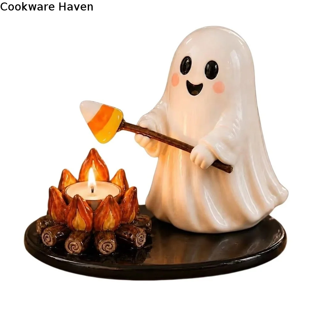 Multi-Purpose Campfire Tealight Holder Resin Tabletop Decor Halloween Candle Stand Reusable Ornaments Resin Candle Holder