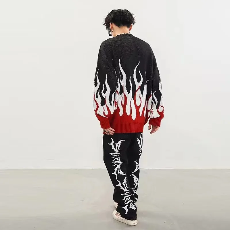 American Goth Anime Print Oversized Jeans Men Y2K Street Hip-Hop Loose High Waist Straight Leg Wide Leg Pants Unisex Style 2024