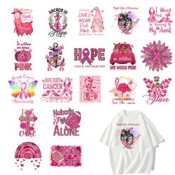 20 types Pink Ribbon Butterfly Beauty Caring for breast cancer DTF Thermo Sticker Decals Heat Transfer Clothes Clothing Crafts