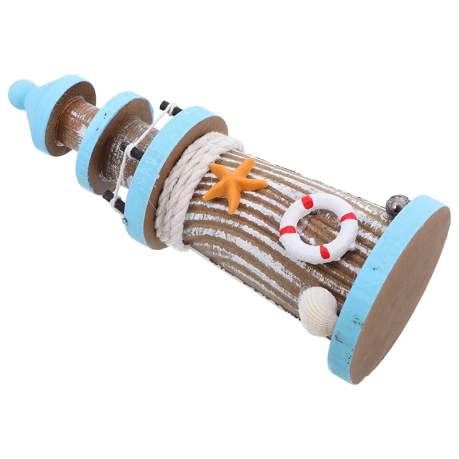 

Wooden Mediterranean Style Lighthouse Statue 19cm Nautical Tabletop Beach Room Ocean Theme Party Decor Nautical Room Decor