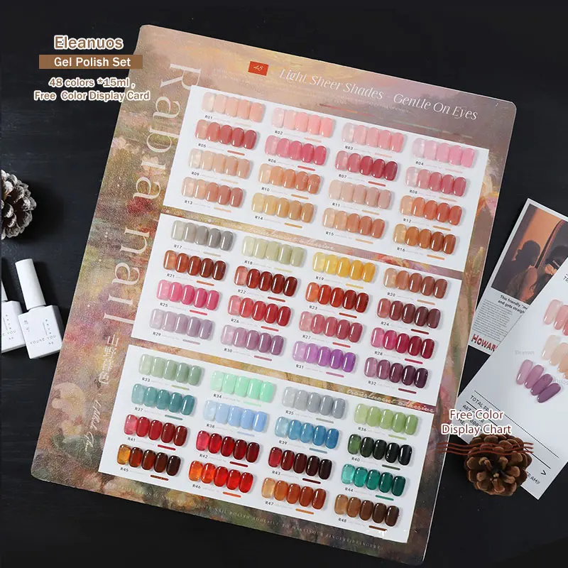 Eleanuos 48pcs 15ml Jelly Gel Polish Kit TPO Free  Milk Shake Ice Tea Transparent Gel Polish UV LED Gel Lacquer Clear Gel Set