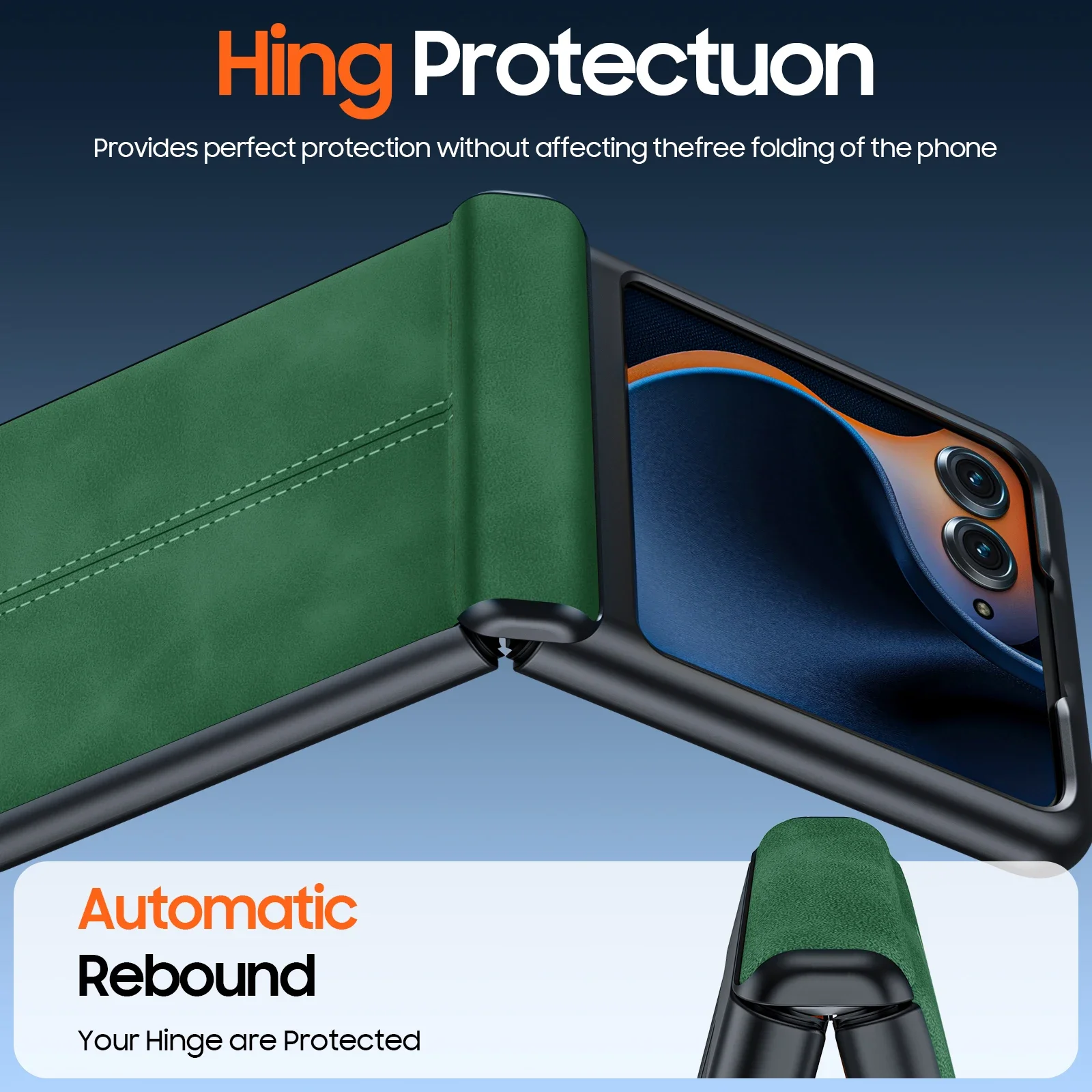 لهاتف Motorola Razr 60 2025/Razr 50 2024، حماية مفصلية، حافظة هاتف رفيعة للغاية من جلد البولي يوريثان غير اللامع مقاومة للصدمات - أخضر