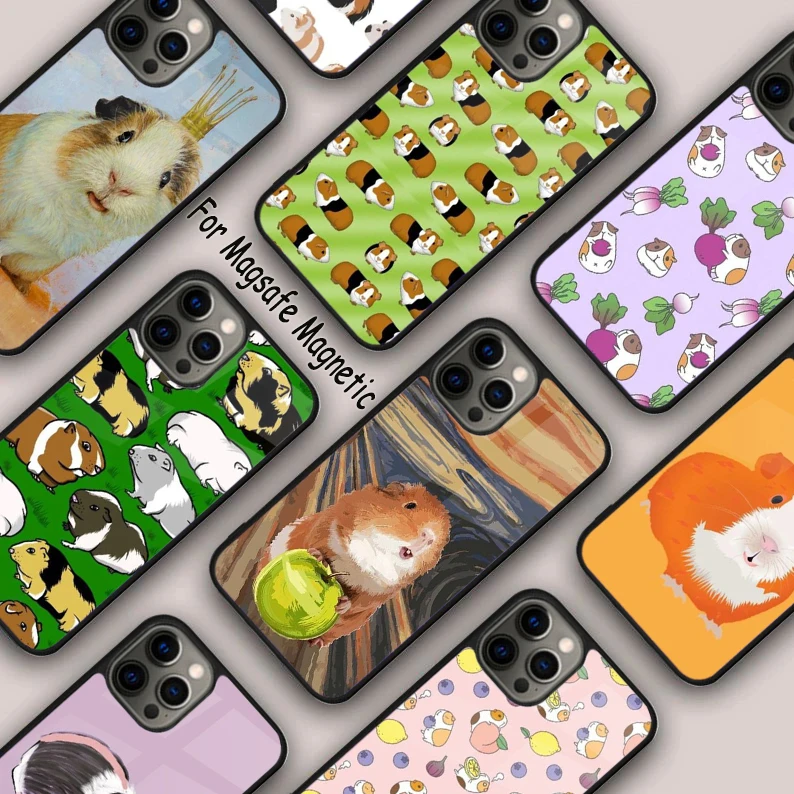 Cute Cartoon Guinea Pig Magnetic Phone Case For APPLE iPhone 16 14 13 12 11 Pro Max 15 Plus Wireless Charge With MagSafe Cover