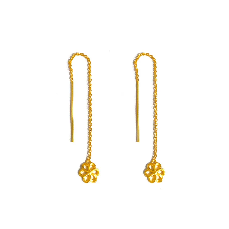 Solid 18K 14K Gold Earrings for Women Flower Luxury Wedding Jewelry for Engagement Gifts