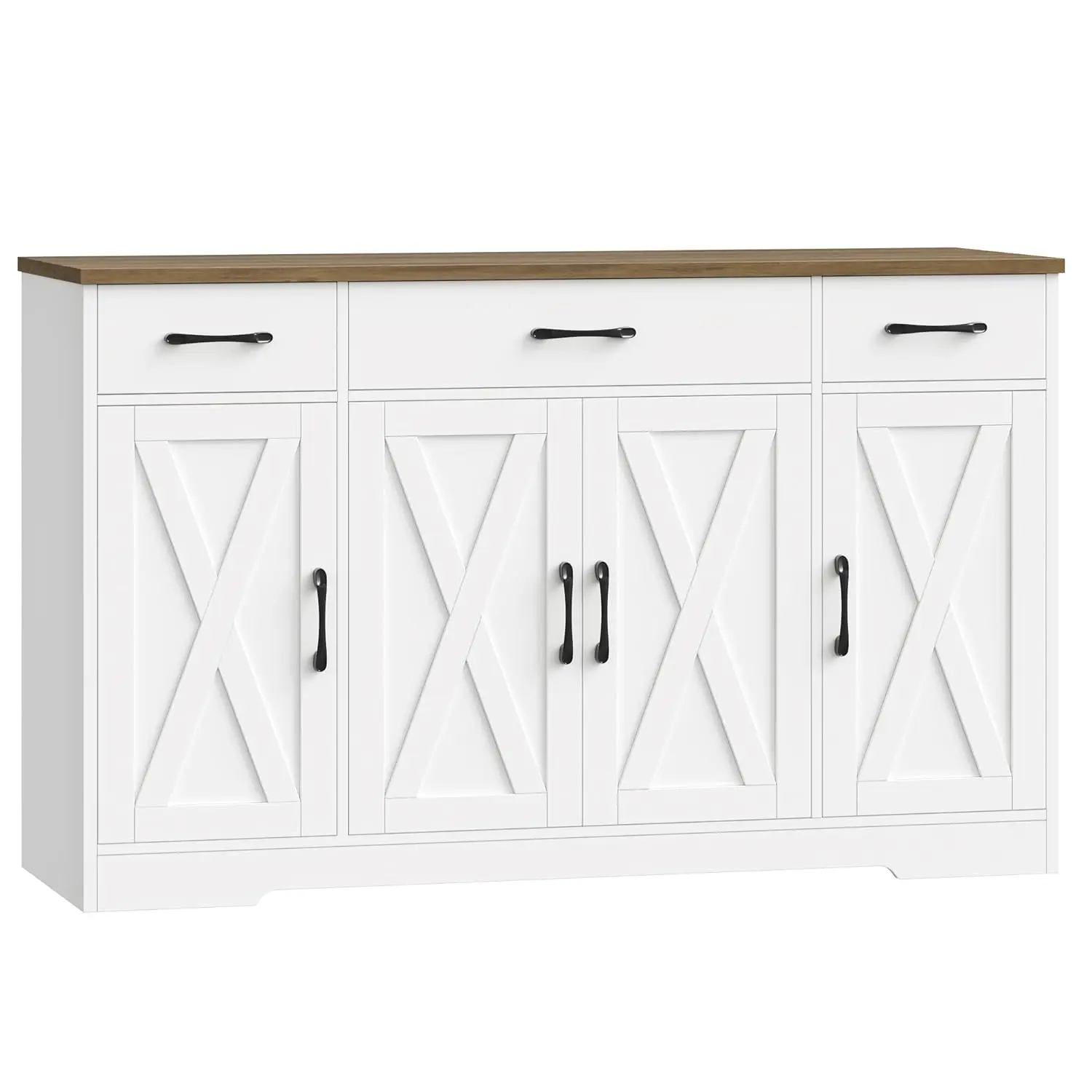 

55" Buffet Sideboard Cabinet Drawers Shelves Doors Modern Farmhouse Coffee Bar Kitchen Dining Wood White Rustic Customized