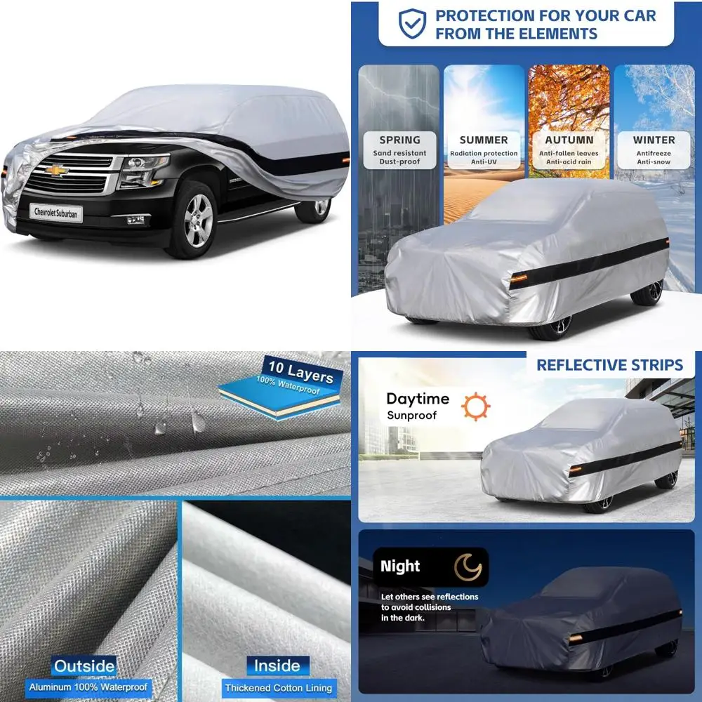 غطاء سيارة SUV مقاوم للماء لجميع الأحوال الجوية مناسب تمامًا لموديلات 1973-2024، حماية كاملة خارجية للمركبات