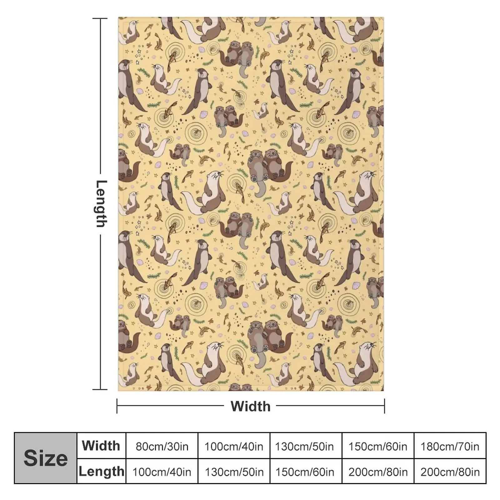 Otters in Yellow Throw Blanket for babies christmas gifts Cute Blankets