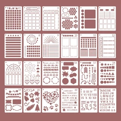 24PCS A5 Planner Stencils Journal Templates DIY Drawing Templates for DIY Notebook Scrapbook Diary Calendar 5 x 7 Inch