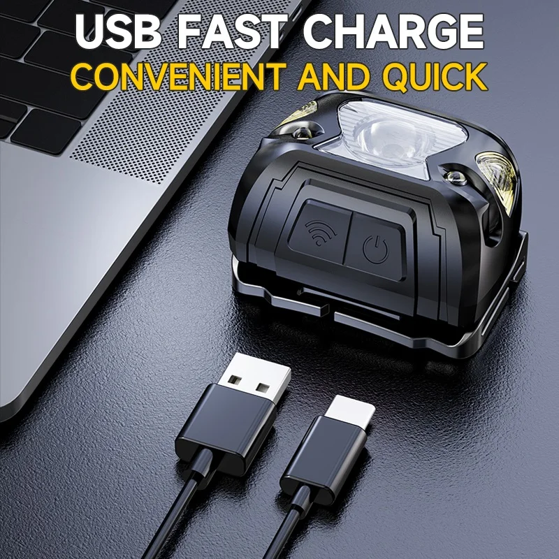 Led كشافات إضاءة قوية USB قابلة للشحن محس حركة المصباح المحمولة الصيد التخييم في الهواء الطلق رئيس مصباح العمل مصباح يدوي #3