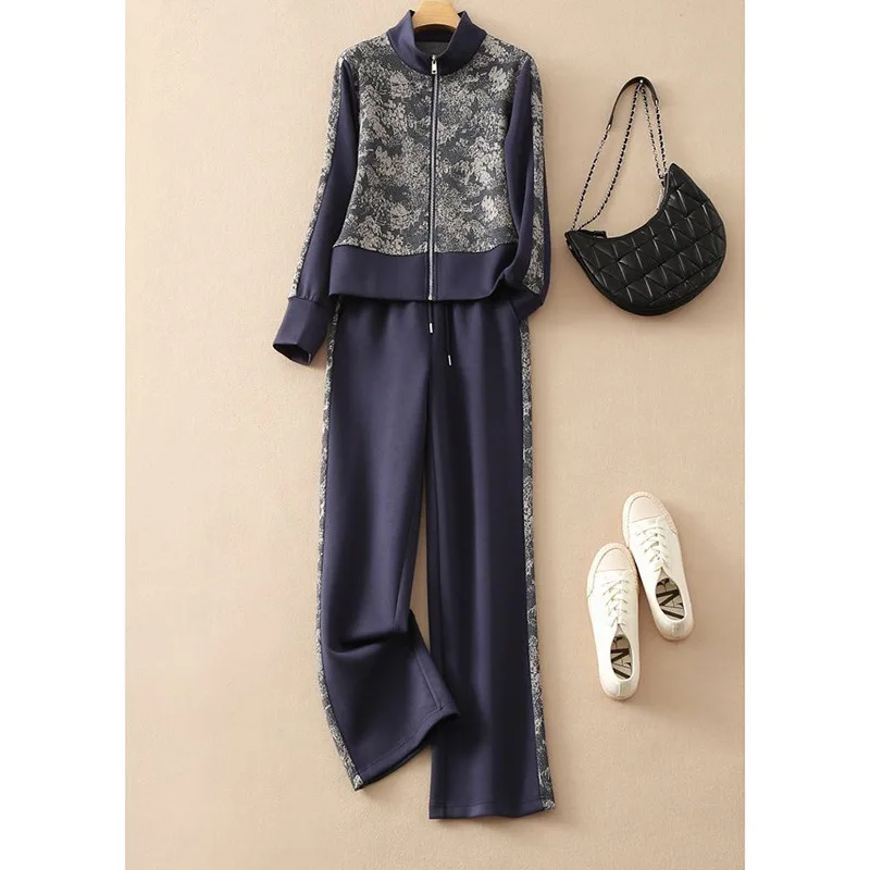 Casual Sportswear Set for Women in Autumn and Winter, Loose and Stylish, Age Reducing Cardigan and Sweatshirt Two-piece Set