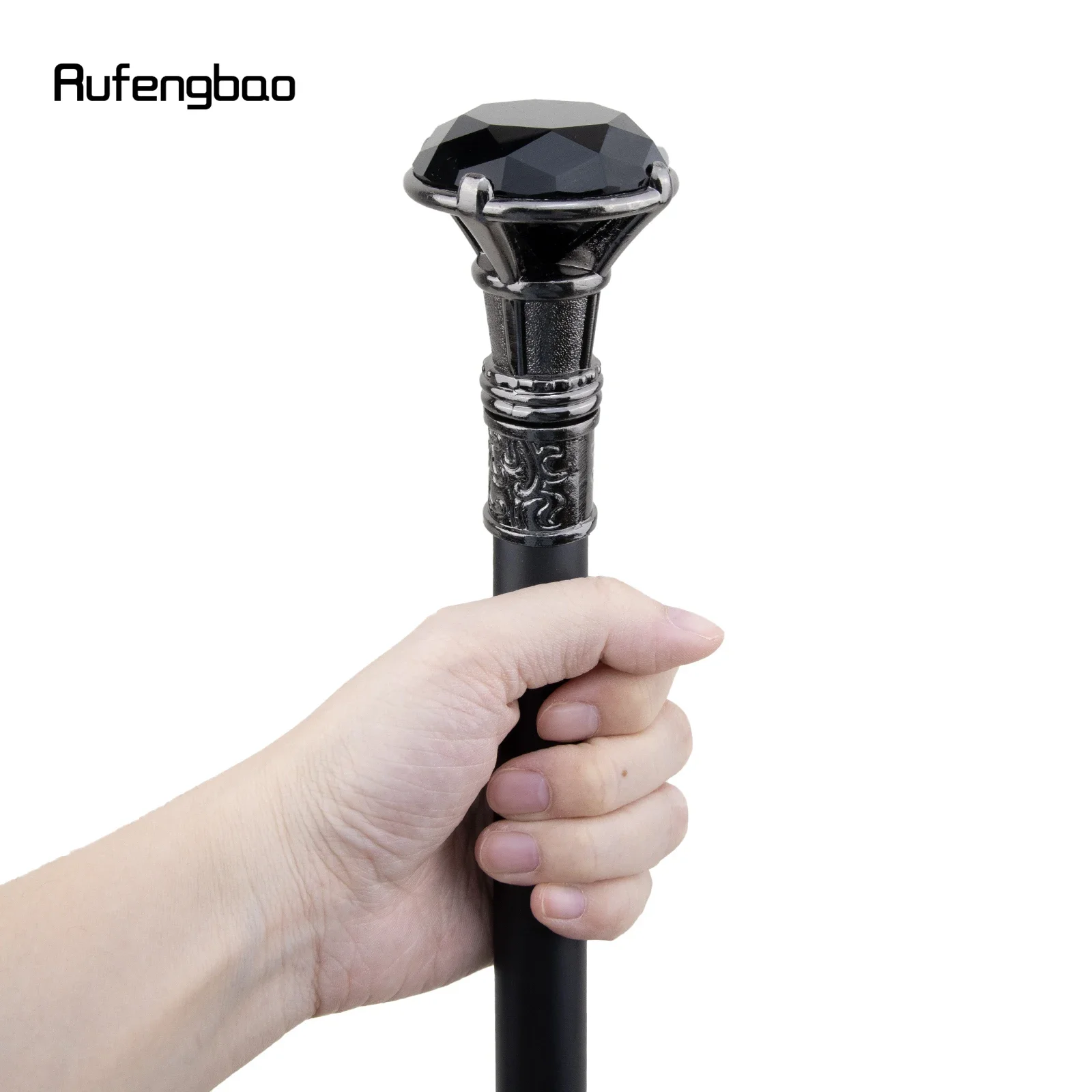 Black Diamond Type Silver Single Joint Walking Stick Decorative Cospaly Party Fashionable Walking Cane Halloween Crosier 93cm