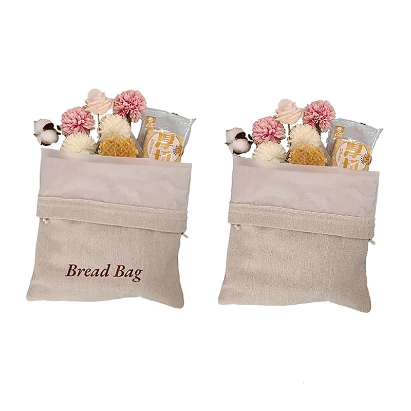 1pcs Reusable Storage Bag Cotton Linen Bread Organizer Plastic Lined Bread Bags For Homemade Bread Keep Sourdough Bread Fresh