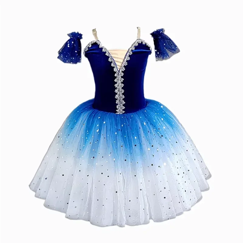 Tutu de Ballet professionnel pour filles, ballerine du lac des cygnes, crêpes, robe de Ballet à paillettes, Costume de danse pour enfants, Tutu rose bleu