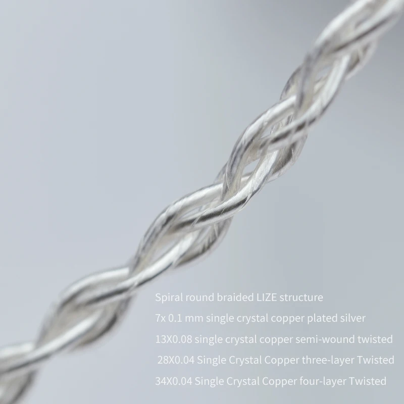 Yongse Glacier 4-rdzeniowy ulepszony kabel do słuchawek pojedynczy miedziane z kryształami pokryty srebrnym 3.5 4.4 /0.78 MMCX Balance Cable dla IME