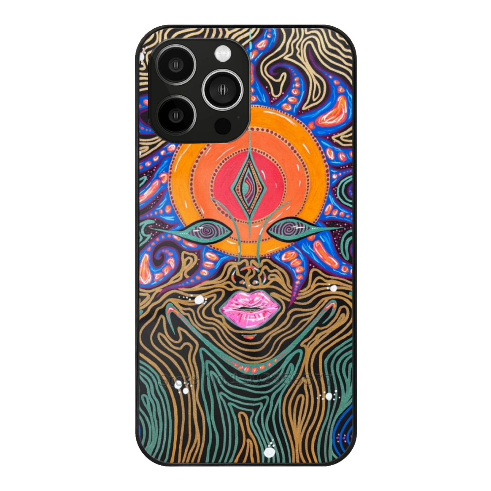 Kundalini Luxury Tempered Glass Case For Iphone 15 14 13 12 11 Pro Max 7 8 Plus Xs Xr X Soft Cover Kundalini Trippy Line Work