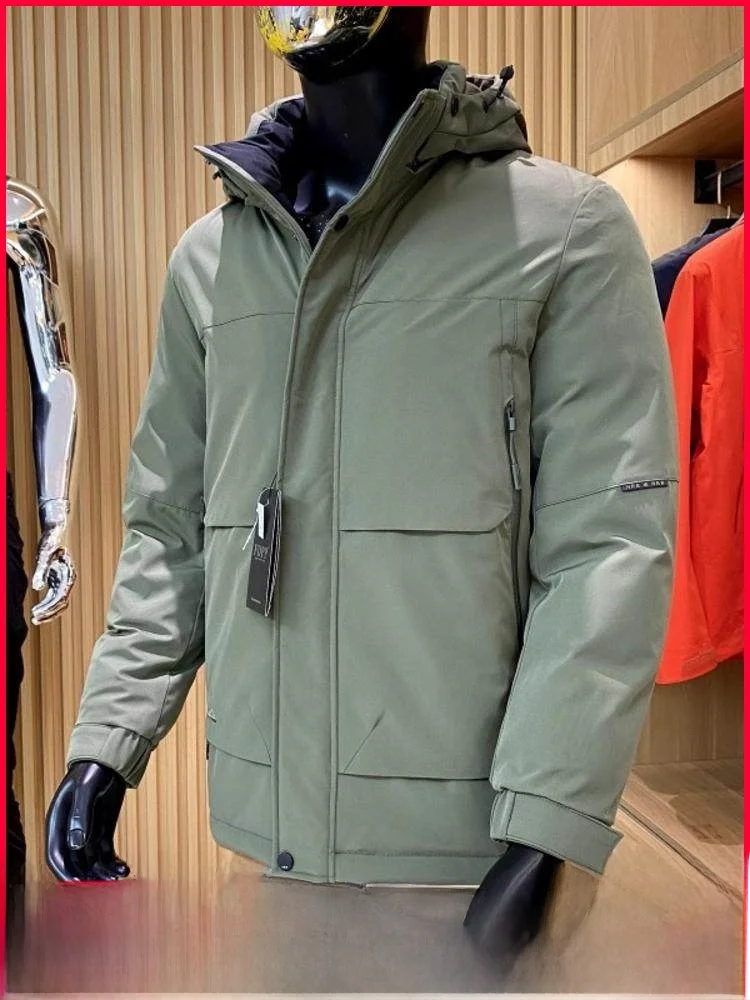 

Faionable Pure Color Hooded Cotton Jaet Men's Removable Hat Winter New Sle Casual Coat Warm Thiened Youth Trend