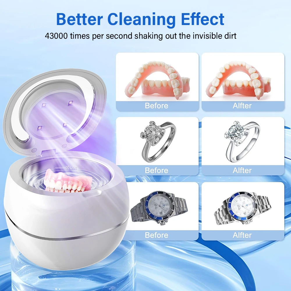 Ultrasonic Cleaner Denture Ultrasound Bath Household Ultrasonic UV Cleaner for Washing Denture Jewelry Dental Ultrasonic Cleaner