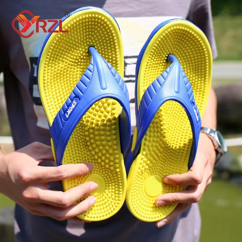 YRZL Chanclas para Hombre Zapatillas con Gránulos de Masaje Sandalias de Playa cómodas para Hombre Zapatos Casuales Chanclas para Casa Zapatos de Baño