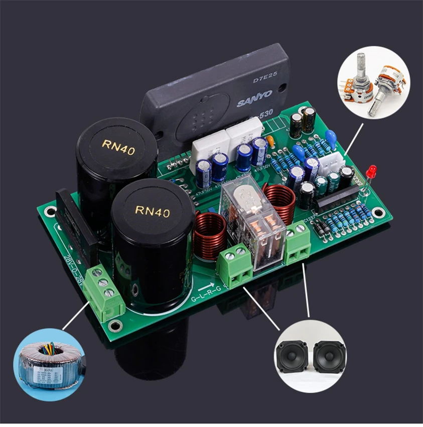 STK412-530 Power Amplifier Audio Board Sanyo Thick Film 120Wx2 Stereo Sound Amplificaddor Speaker Home Theater DIY