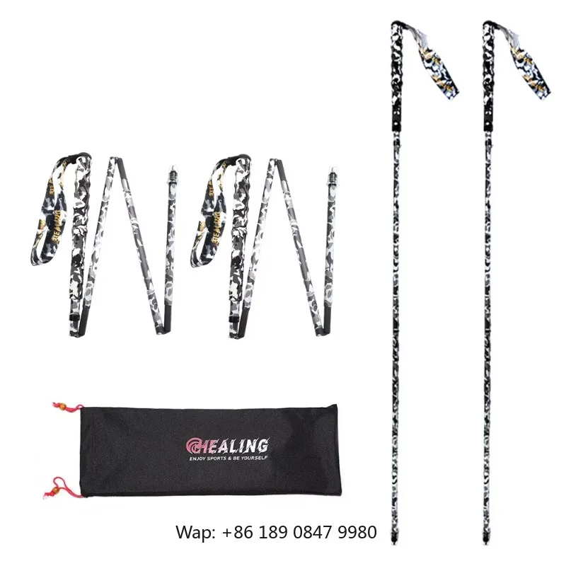 【Hot】OKHEALING 4-section Carbon Fiber Trekking Pole With EVA Handle Portable Hiking Stick Two-piece Packa