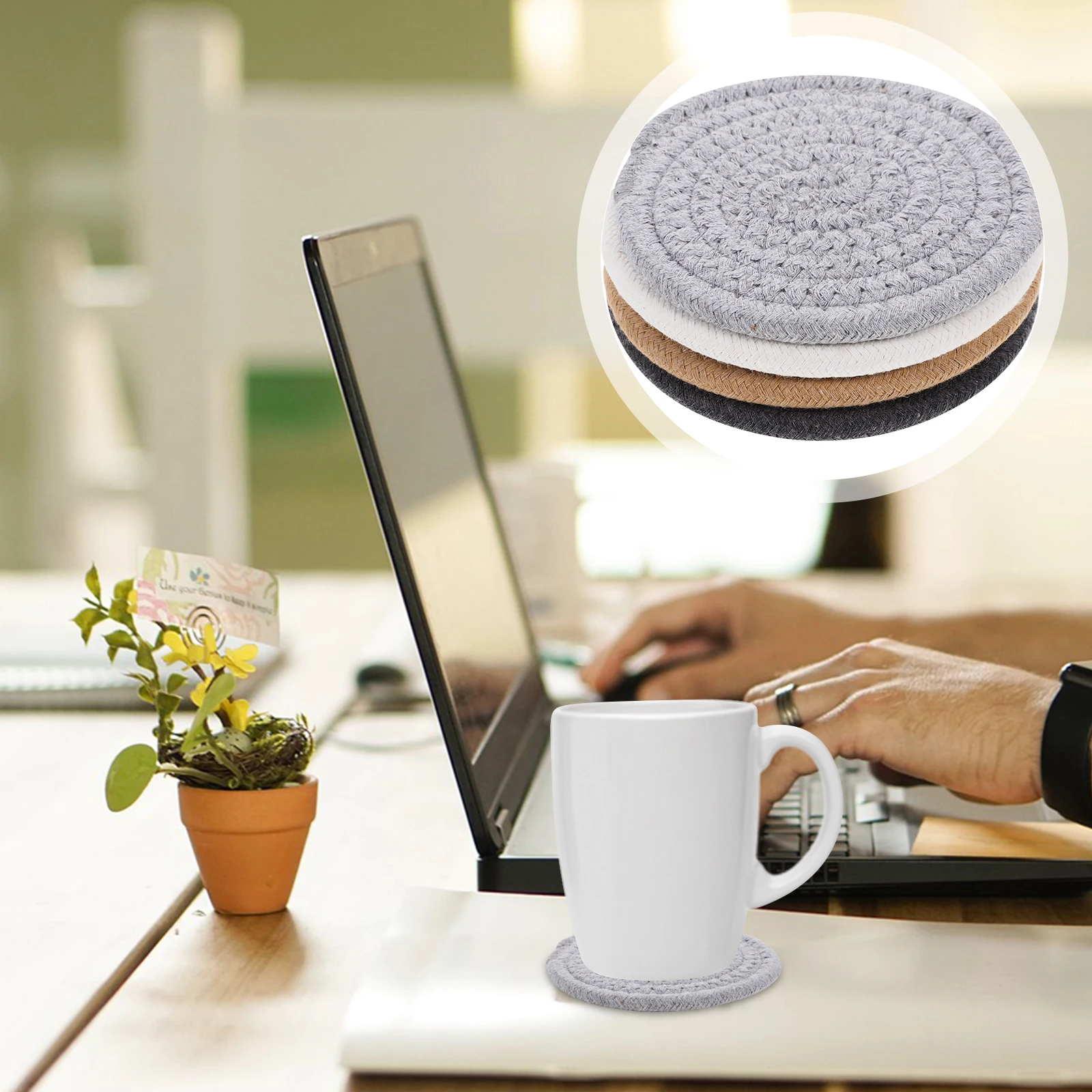 

8pcs Heat resistant Cotton Coasters Tableware Drinks Mat Japanese Style Placemat Woven Insulation Home Decor Dining Pad