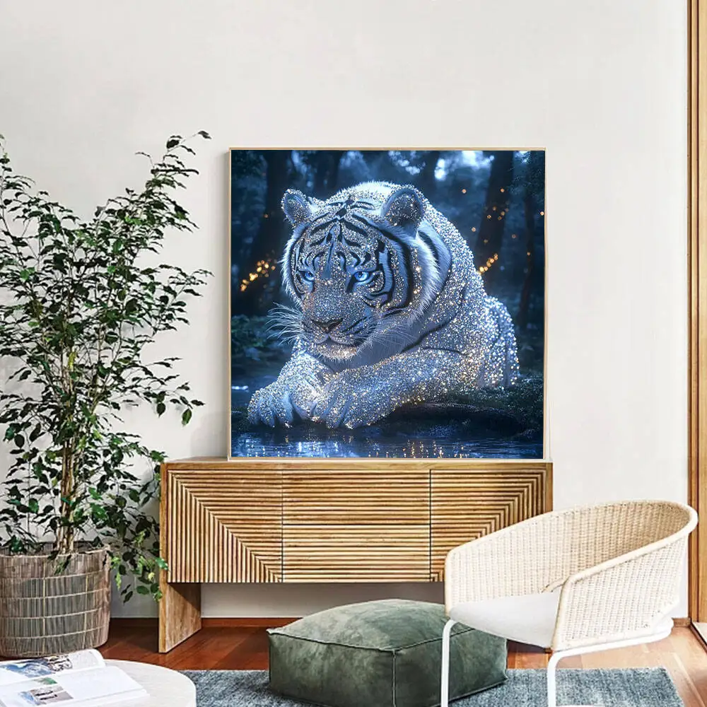 Huacan Modern Wild Animal Diamond Painting Tiger Wall Art 5D DIY Rhinestones Mosaic Art For Living Room Home Decor - view 3