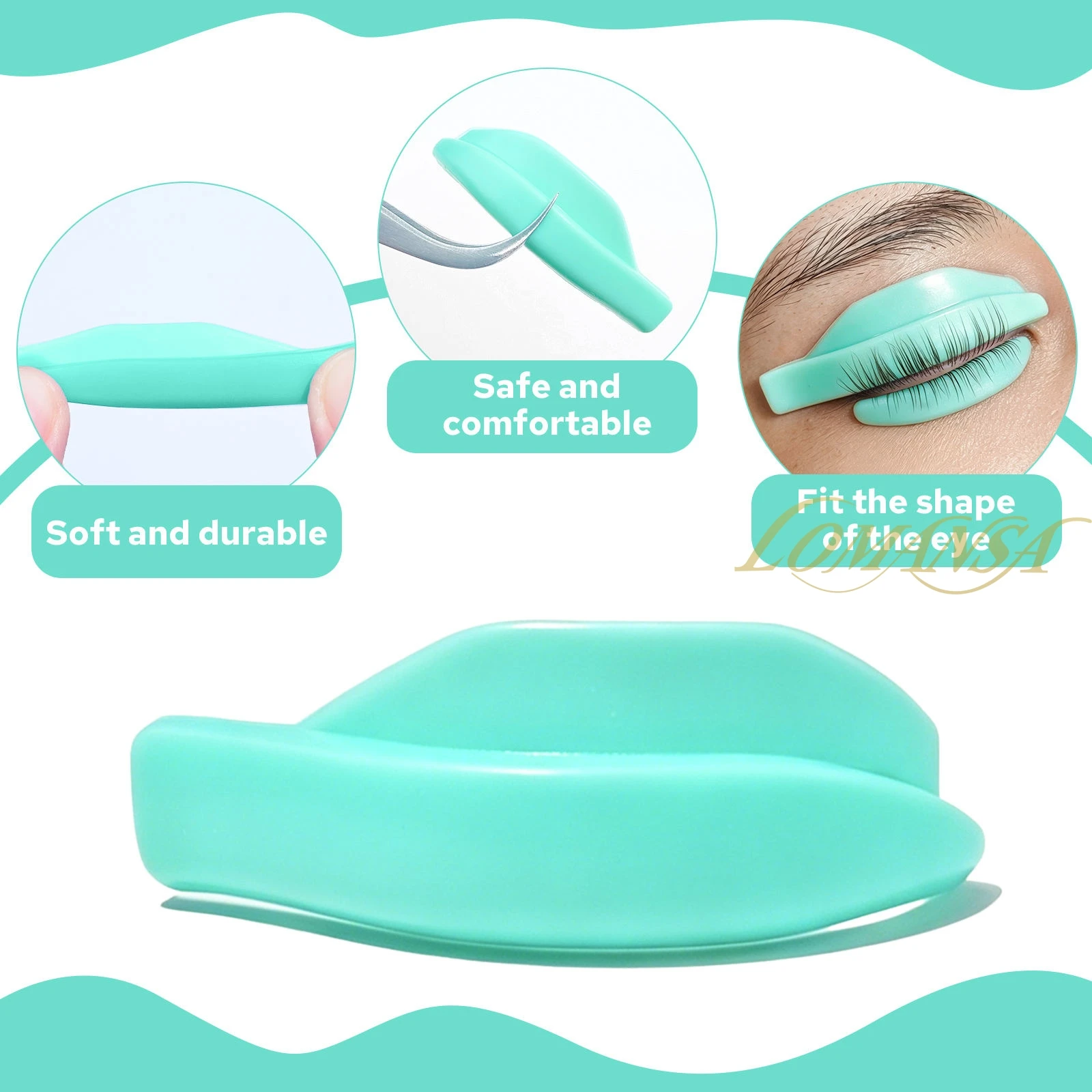 Lomansa 7 par L Curl Silicone Eyelash Perm Pads Sticky Lashes Rod Shield Lifting 3D Eyelash Curler Akcesoria do makijażu Narzędzie — zdjęcie 5