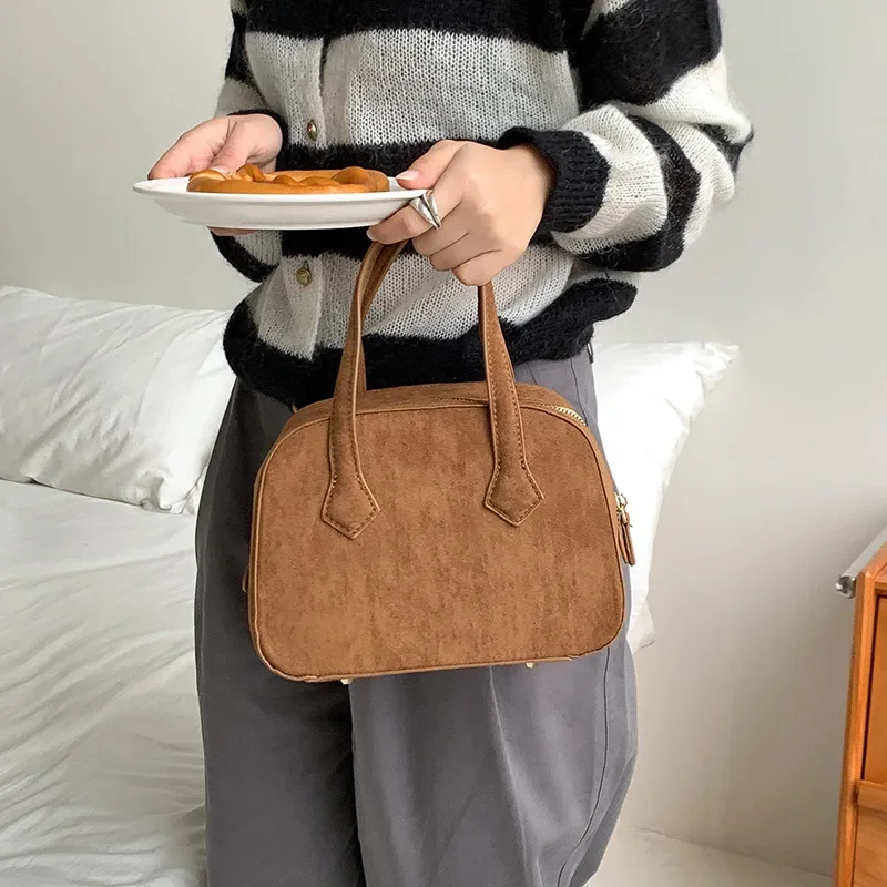 LEFTSIDE Retro Design Fashion Women Small Suede Handbag 2023 Winter Solid Color Underarm Bags Females Shoulder Bags Bolsas