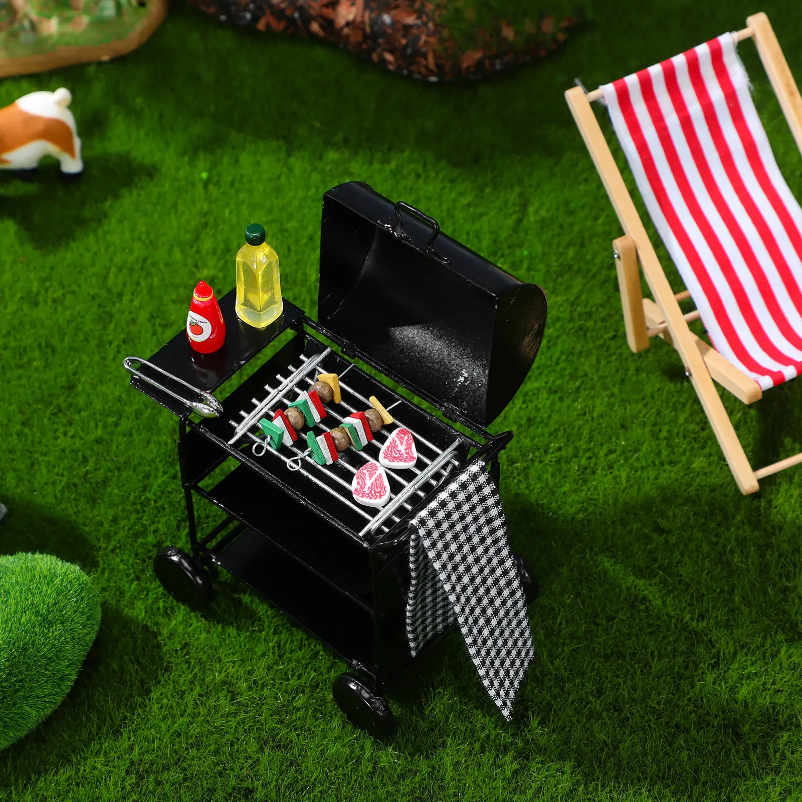 

Набор мини-грилей для барбекю: компактный декоративный аксессуар для миниатюрных домиков, реалистичный элемент для оформления уличных сцен