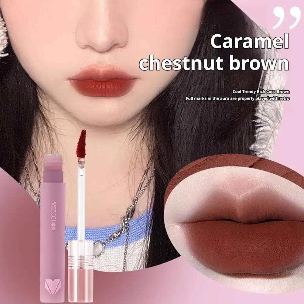 VEECCI マットリップグロス 速乾性フィルム形成技術 高着色 防水 ベルベットマットリップスティック 長時間持続