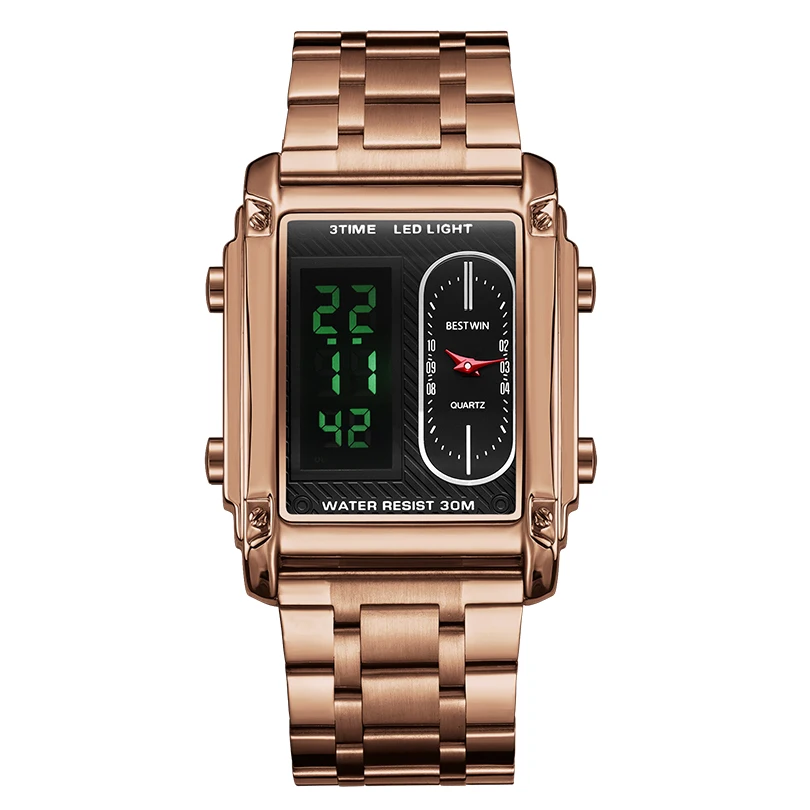 Digital Rectangle Watch for Men Women Quartz Wristwatch Square Dial Sports Business Man Clock Stainless Steel Male Ladies Reloj