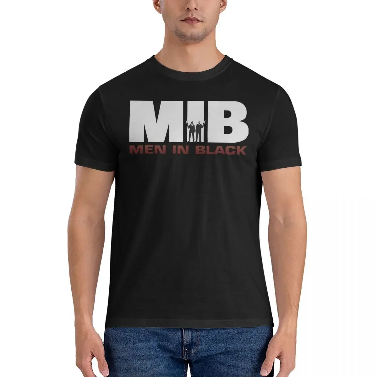 MIB Men In Black Men T Shirts M-Men In Black Movie Vintage Tees Short Sleeve Crewneck T-Shirts Cotton Summer Clothing