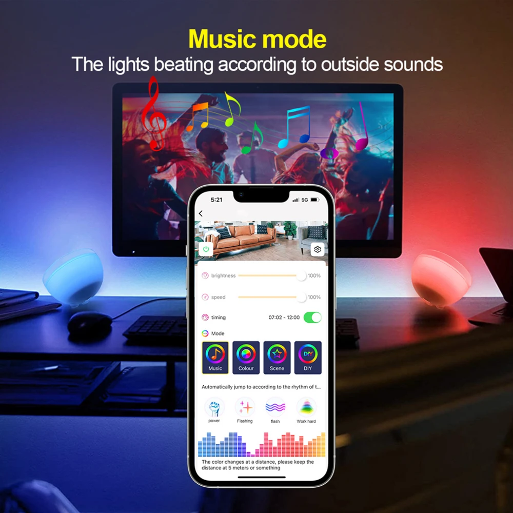 LED Night Light Bluetooth/WIFI Smart Desk Lamp APP Control Music Synchronization RGB Bedroom Theater Game Room Atmosphere Light