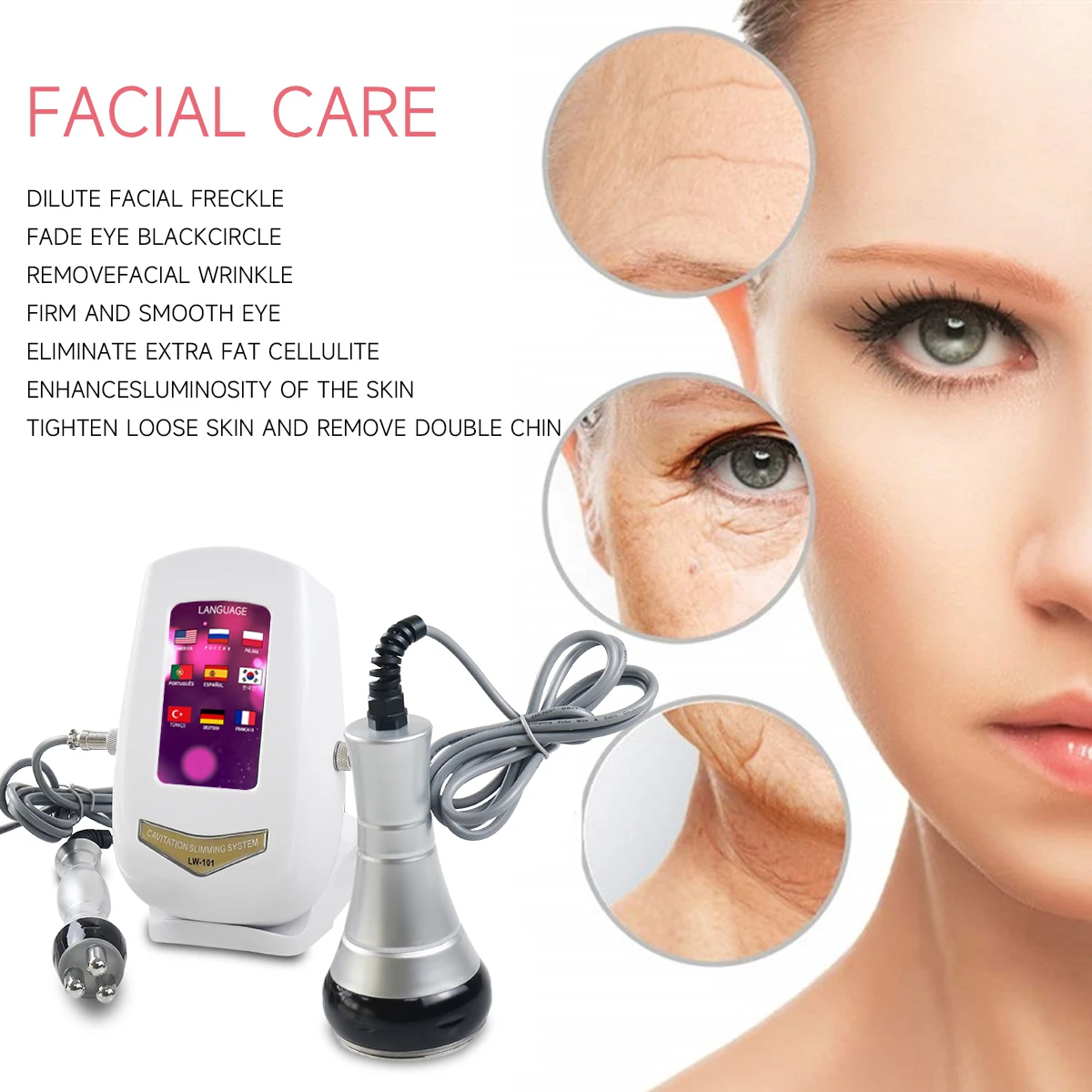 2 Interface 40K Cavitation Ultrasonic Body Slimming Machine RF Beauty Device Facial Massager Skin Tighten Face Lifting Skin Care