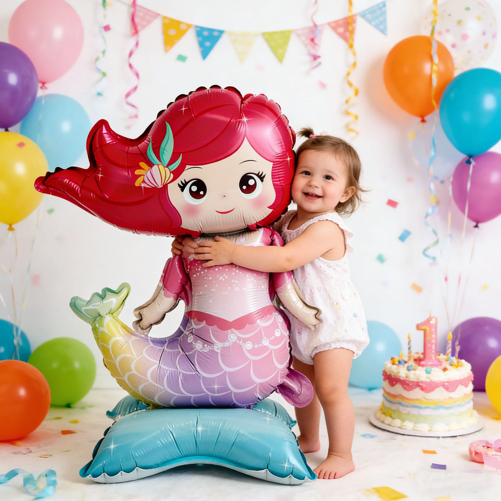 Meerjungfrau-Folienballon, stehender Meerjungfrauen-Ballon, Mädchen-Geburtstag, Meerjungfrauen-Themen-Geburtstagsparty-Deko, Babyparty, aufblasbare Ballons