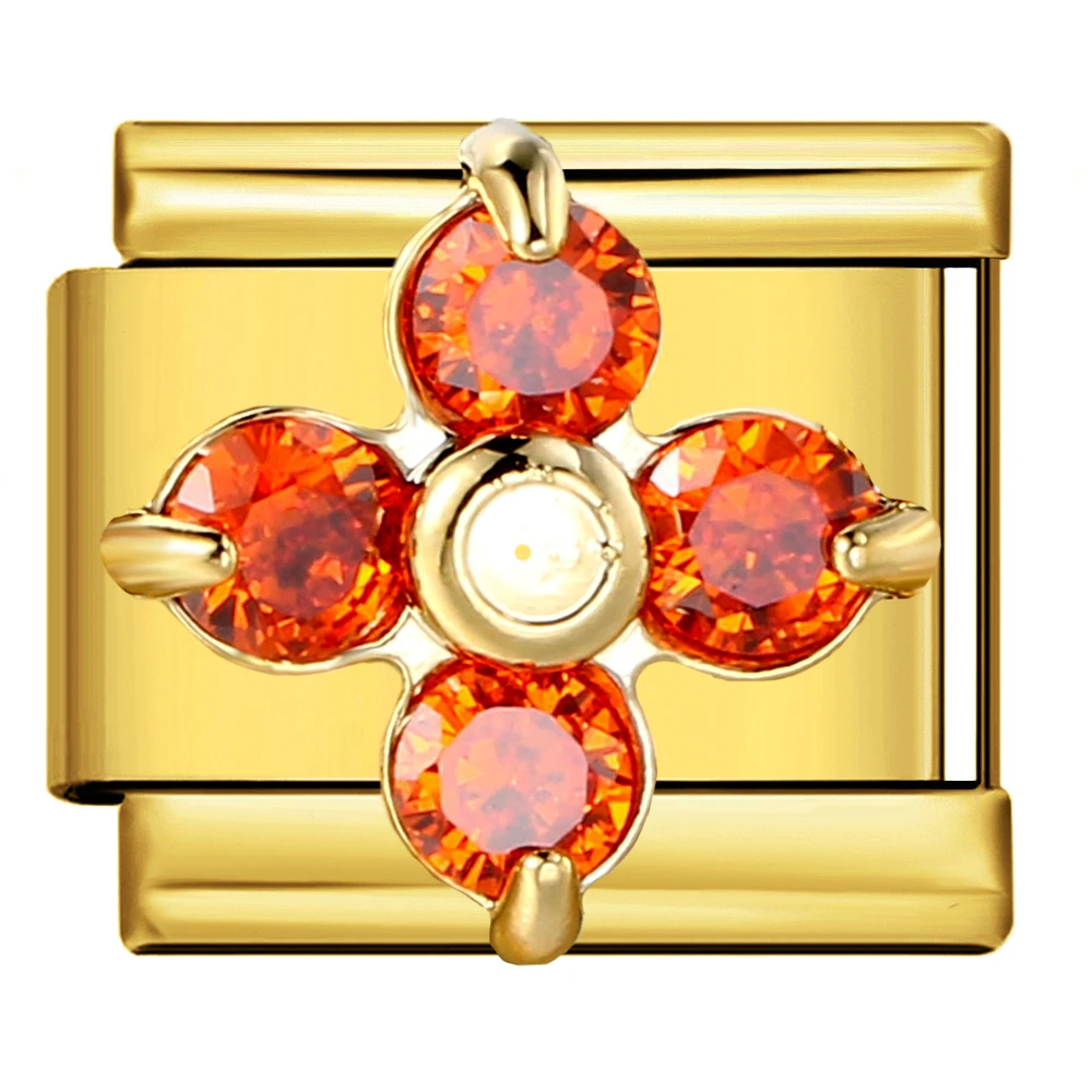 Cute Bear Bowknot Pattern Zirconia Colorful Bead DIY Gold Color Italian Charm Bracelet Fit 9mm Bracelet Women Girl Jewelry Beads