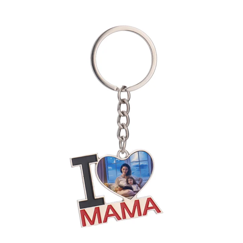 20pcs/Lot Mother's Day Gifts I LOVE MOM Sublimation Metal Keychain Blank for Custom printing