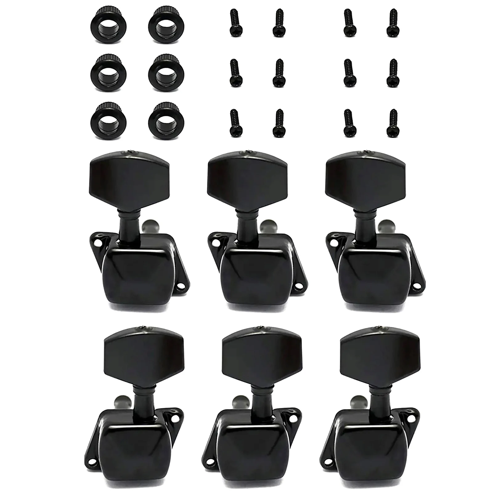 6個入り 3L 3R 半閉鎖式チューナーマシンヘッド エレキギター/フォークギター/アコースティックギター用弦調整ペグ チューニングパーツ