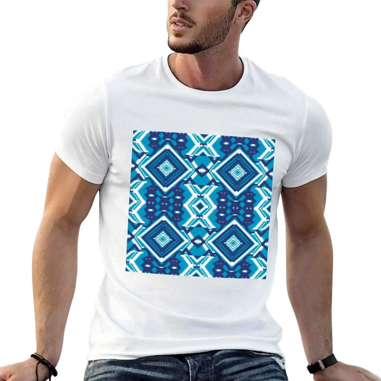 Tribal Hexagon And Triangle Pattern T-Shirt man t shirt summer t shirts for man pack white t shirt custom print T-shirt