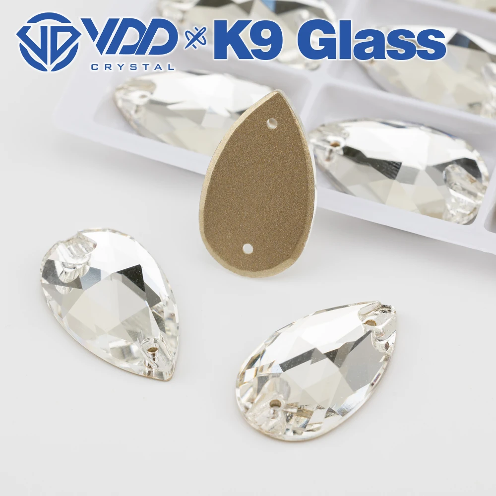 VDD S101 Crystal Pear Top Quality K9 Glass Sew On Rhinestones Crystal Flatback Sewing Strass Stones For DIY Garment Decorations