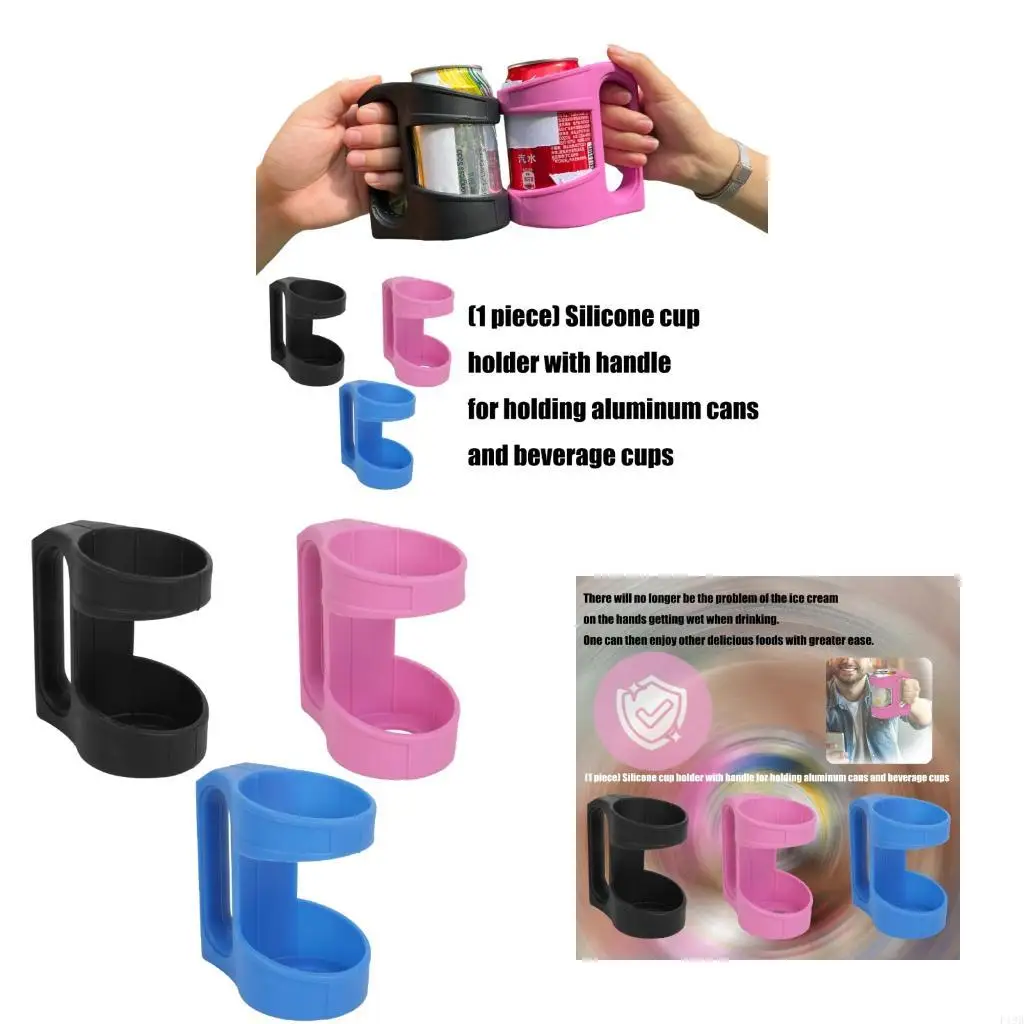 F19B Durable Silicone Can Coolers Sleeve With Nonslip Handle For 330ml Can Perfect Companion At Beach Parties Tailgating Easy